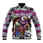 Custom Sea Eagles Rugby Merry Christmas Baseball Jacket Indigenous Australian Art