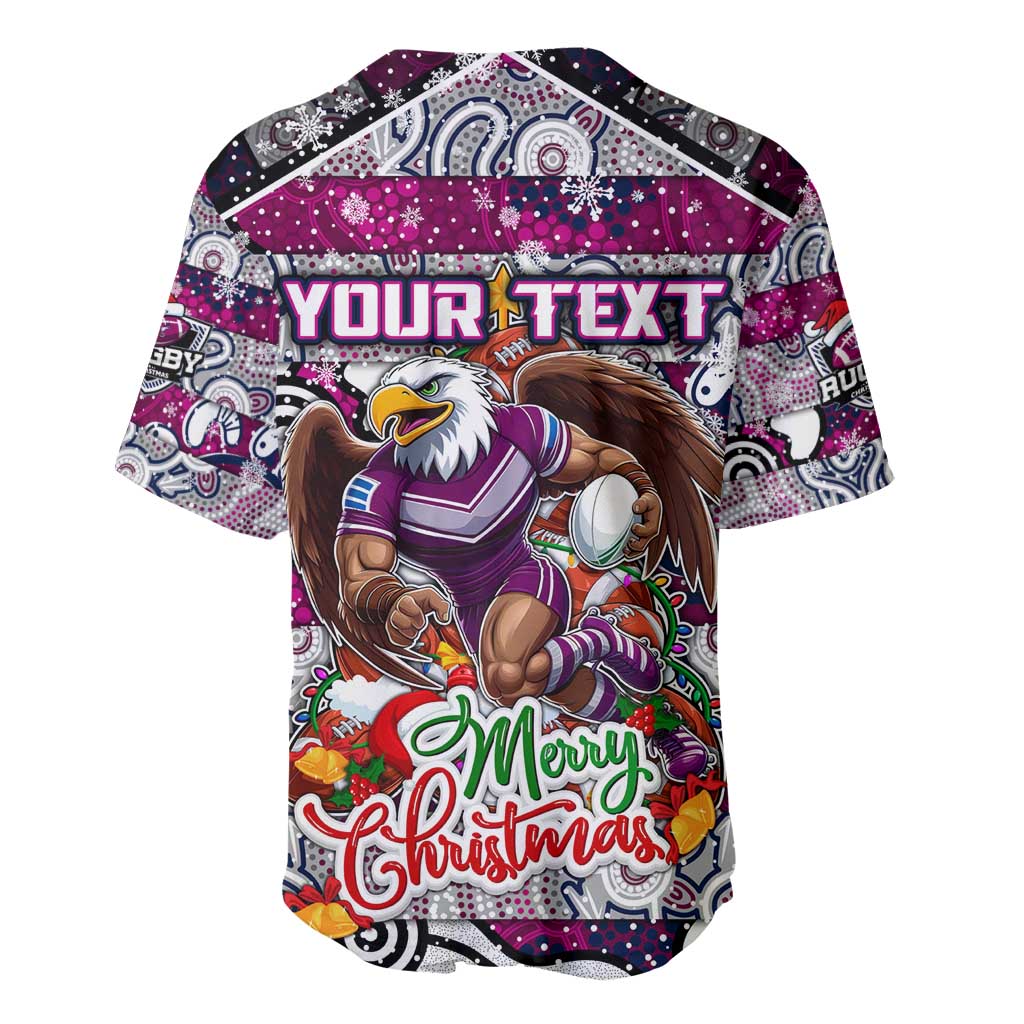 Custom Sea Eagles Rugby Merry Christmas Baseball Jersey Indigenous Australian Art