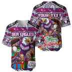 Custom Sea Eagles Rugby Merry Christmas Baseball Jersey Indigenous Australian Art