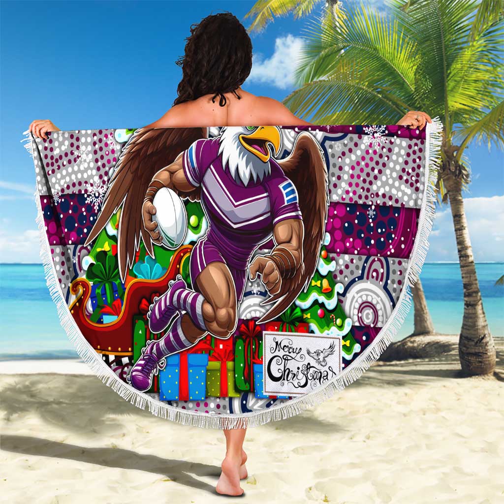 Sea Eagles Rugby Merry Christmas Beach Blanket Indigenous Australian Art
