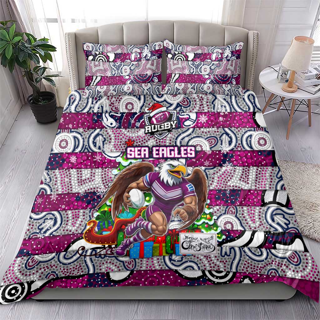 Sea Eagles Rugby Merry Christmas Bedding Set Indigenous Australian Art