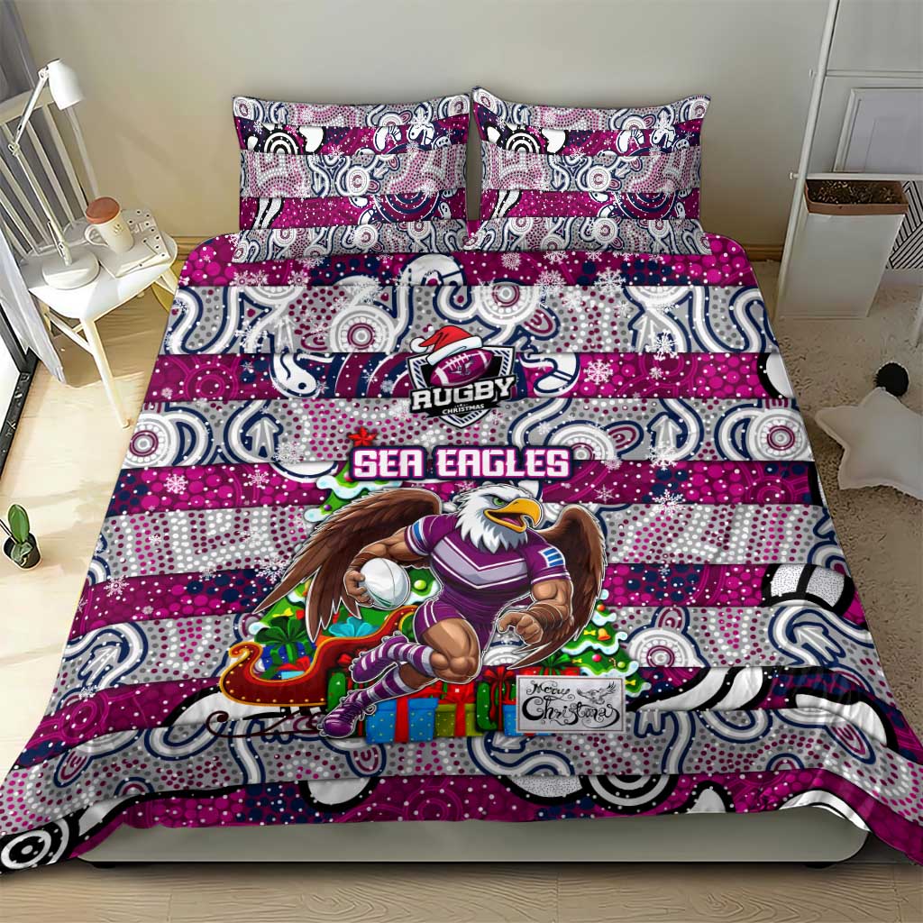 Sea Eagles Rugby Merry Christmas Bedding Set Indigenous Australian Art