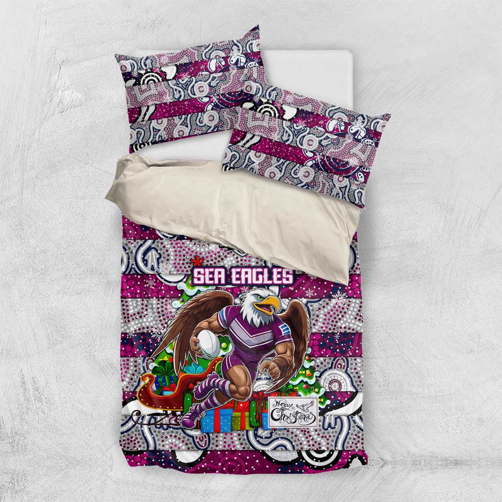 Sea Eagles Rugby Merry Christmas Bedding Set Indigenous Australian Art