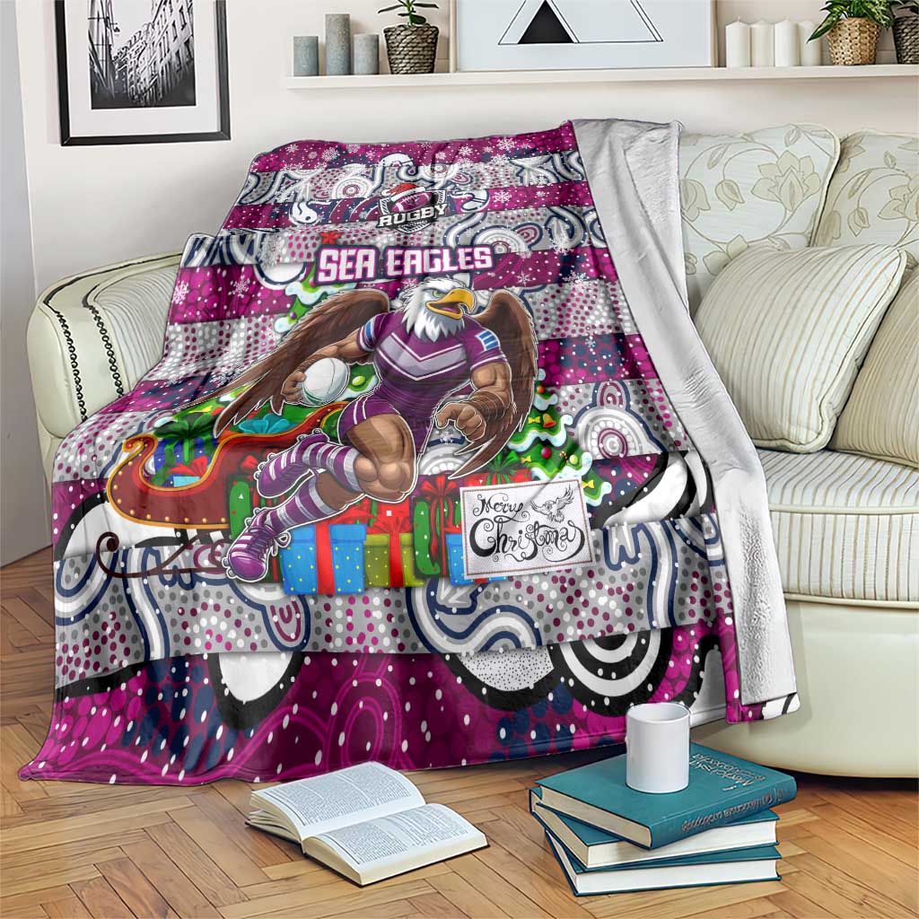Sea Eagles Rugby Merry Christmas Blanket Indigenous Australian Art