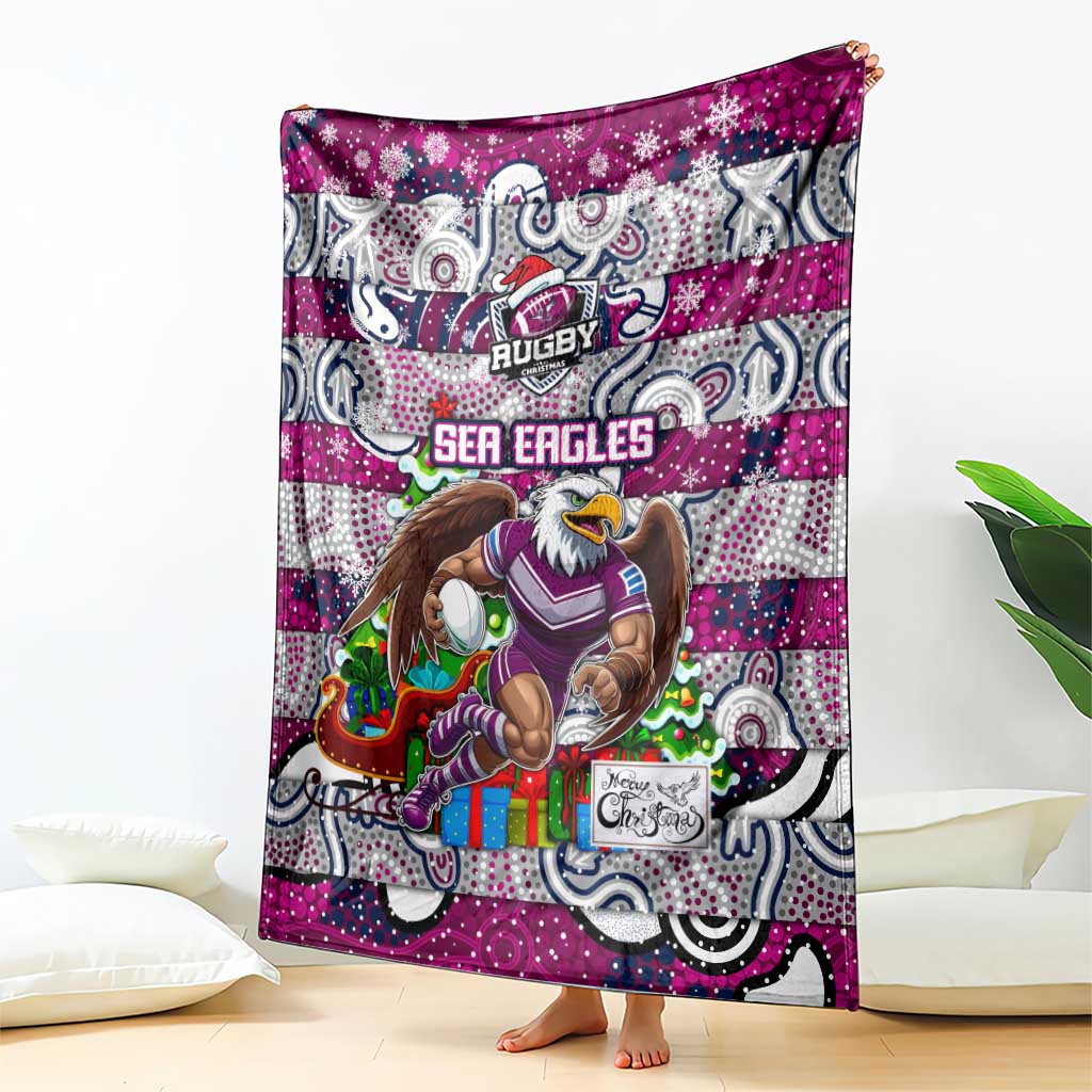 Sea Eagles Rugby Merry Christmas Blanket Indigenous Australian Art