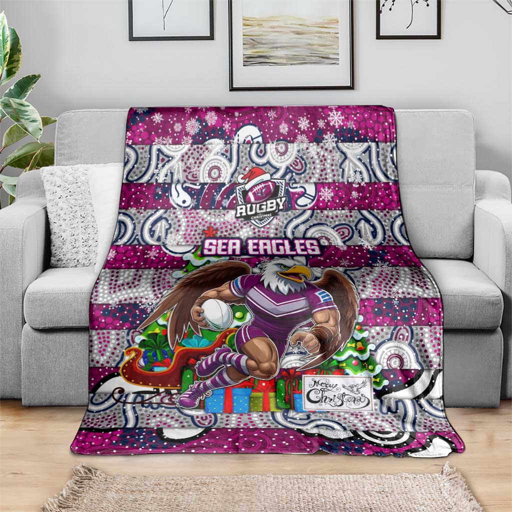 Sea Eagles Rugby Merry Christmas Blanket Indigenous Australian Art