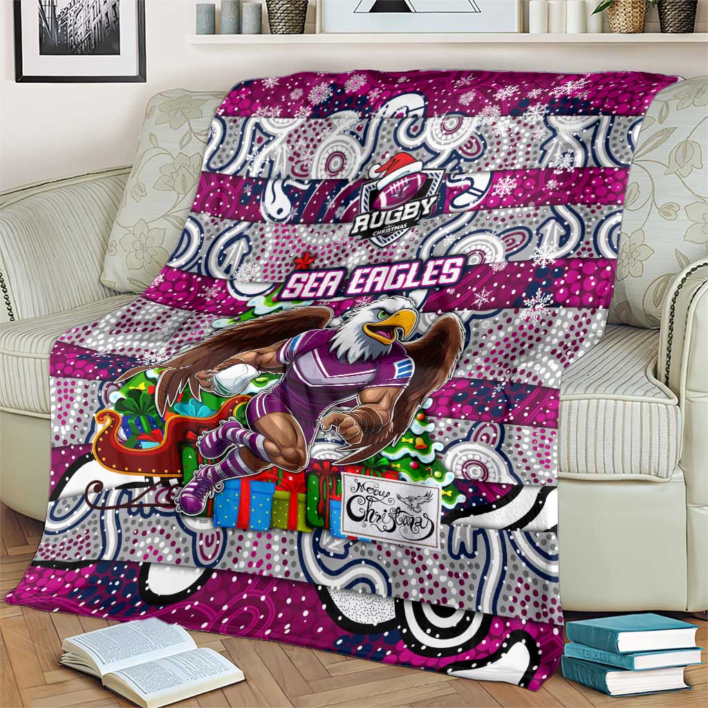 Sea Eagles Rugby Merry Christmas Blanket Indigenous Australian Art