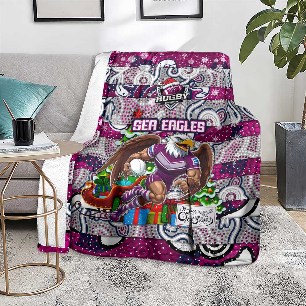 Sea Eagles Rugby Merry Christmas Blanket Indigenous Australian Art