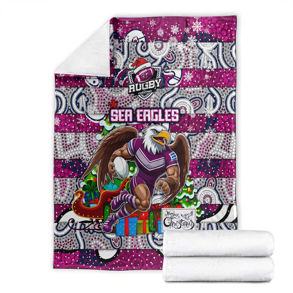 Sea Eagles Rugby Merry Christmas Blanket Indigenous Australian Art