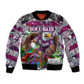 Custom Sea Eagles Rugby Merry Christmas Bomber Jacket Indigenous Australian Art
