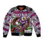 Custom Sea Eagles Rugby Merry Christmas Bomber Jacket Indigenous Australian Art