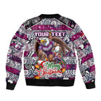 Custom Sea Eagles Rugby Merry Christmas Bomber Jacket Indigenous Australian Art