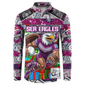 Custom Sea Eagles Rugby Merry Christmas Button Sweatshirt Indigenous Australian Art
