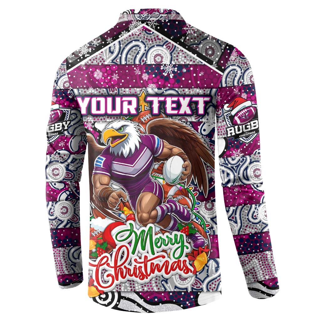 Custom Sea Eagles Rugby Merry Christmas Button Sweatshirt Indigenous Australian Art