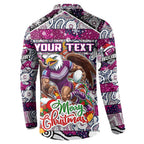 Custom Sea Eagles Rugby Merry Christmas Button Sweatshirt Indigenous Australian Art