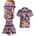 Custom Sea Eagles Rugby Merry Christmas Couples Matching Mermaid Dress and Hawaiian Shirt Indigenous Australian Art