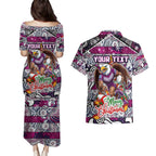 Custom Sea Eagles Rugby Merry Christmas Couples Matching Puletasi and Hawaiian Shirt Indigenous Australian Art