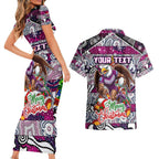 Custom Sea Eagles Rugby Merry Christmas Couples Matching Short Sleeve Bodycon Dress and Hawaiian Shirt Indigenous Australian Art