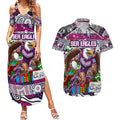 Custom Sea Eagles Rugby Merry Christmas Couples Matching Summer Maxi Dress and Hawaiian Shirt Indigenous Australian Art