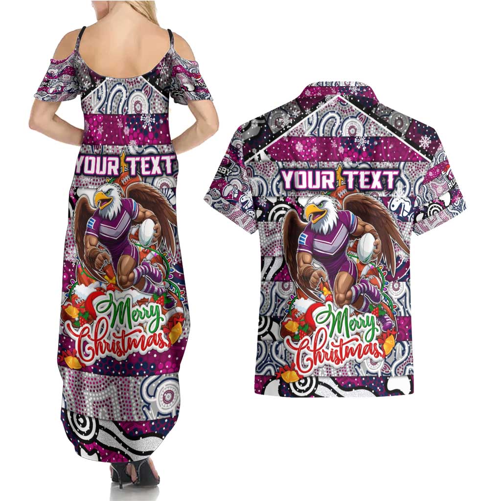 Custom Sea Eagles Rugby Merry Christmas Couples Matching Summer Maxi Dress and Hawaiian Shirt Indigenous Australian Art