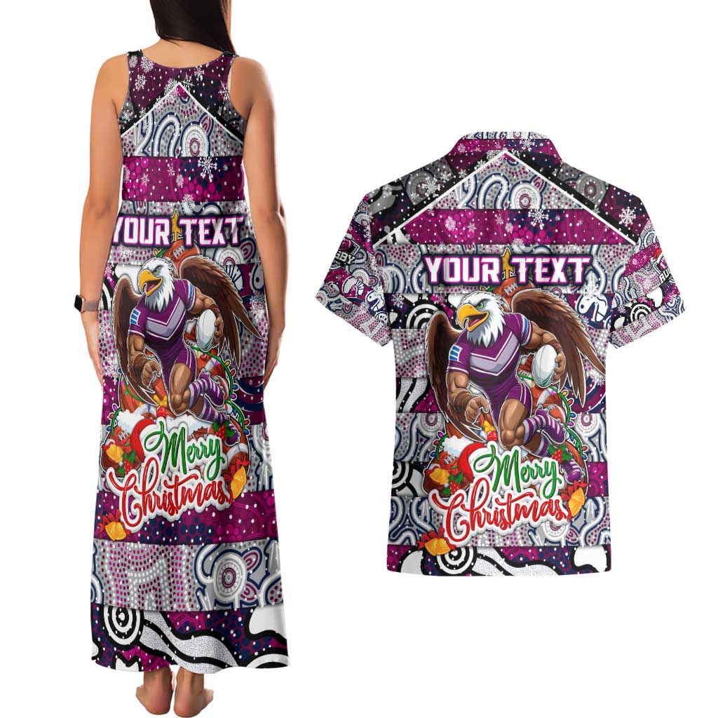 Custom Sea Eagles Rugby Merry Christmas Couples Matching Tank Maxi Dress and Hawaiian Shirt Indigenous Australian Art