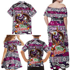 Custom Sea Eagles Rugby Merry Christmas Family Matching Off Shoulder Maxi Dress and Hawaiian Shirt Indigenous Australian Art