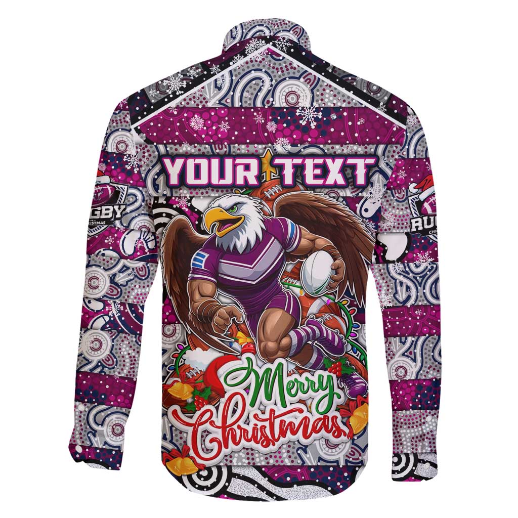 Custom Sea Eagles Rugby Merry Christmas Family Matching Off Shoulder Maxi Dress and Hawaiian Shirt Indigenous Australian Art