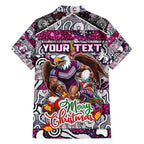Custom Sea Eagles Rugby Merry Christmas Family Matching Short Sleeve Bodycon Dress and Hawaiian Shirt Indigenous Australian Art