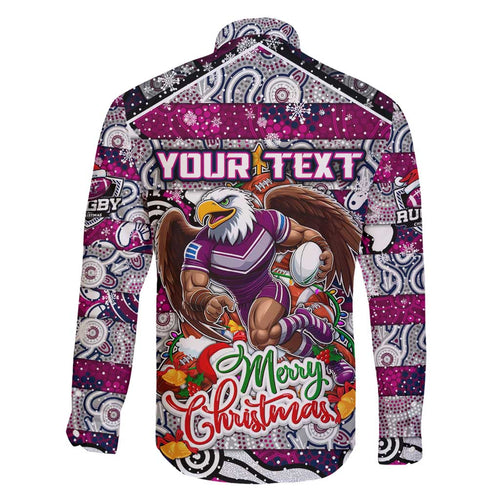 Custom Sea Eagles Rugby Merry Christmas Family Matching Short Sleeve Bodycon Dress and Hawaiian Shirt Indigenous Australian Art