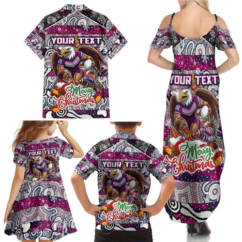 Custom Sea Eagles Rugby Merry Christmas Family Matching Summer Maxi Dress and Hawaiian Shirt Indigenous Australian Art