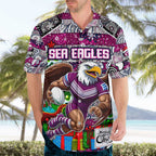 Custom Sea Eagles Rugby Merry Christmas Hawaiian Shirt Indigenous Australian Art