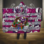 Sea Eagles Rugby Merry Christmas Hooded Blanket Indigenous Australian Art
