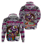 Custom Sea Eagles Rugby Merry Christmas Hoodie Indigenous Australian Art