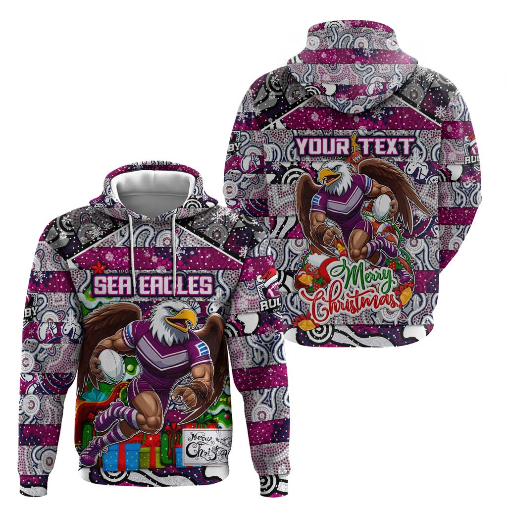 Custom Sea Eagles Rugby Merry Christmas Hoodie Indigenous Australian Art