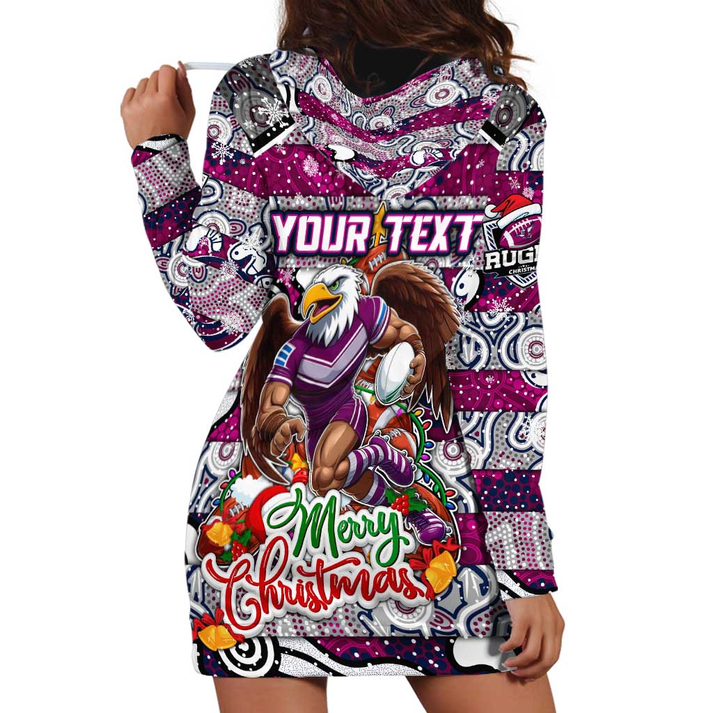 Custom Sea Eagles Rugby Merry Christmas Hoodie Dress Indigenous Australian Art