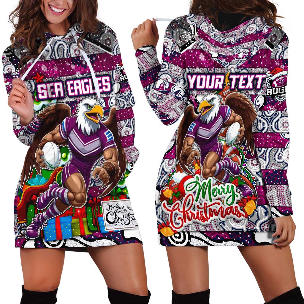 Custom Sea Eagles Rugby Merry Christmas Hoodie Dress Indigenous Australian Art