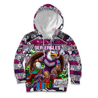 Custom Sea Eagles Rugby Merry Christmas Kid Hoodie Indigenous Australian Art