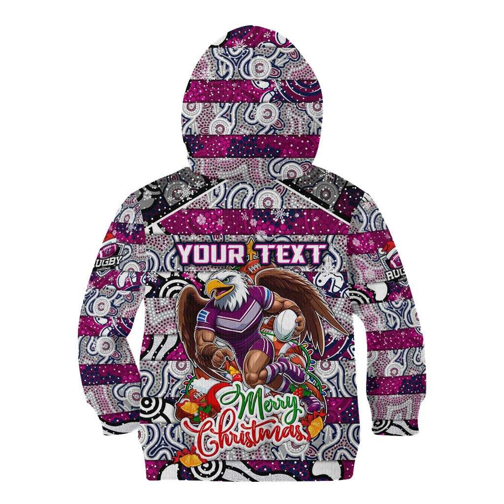 Custom Sea Eagles Rugby Merry Christmas Kid Hoodie Indigenous Australian Art