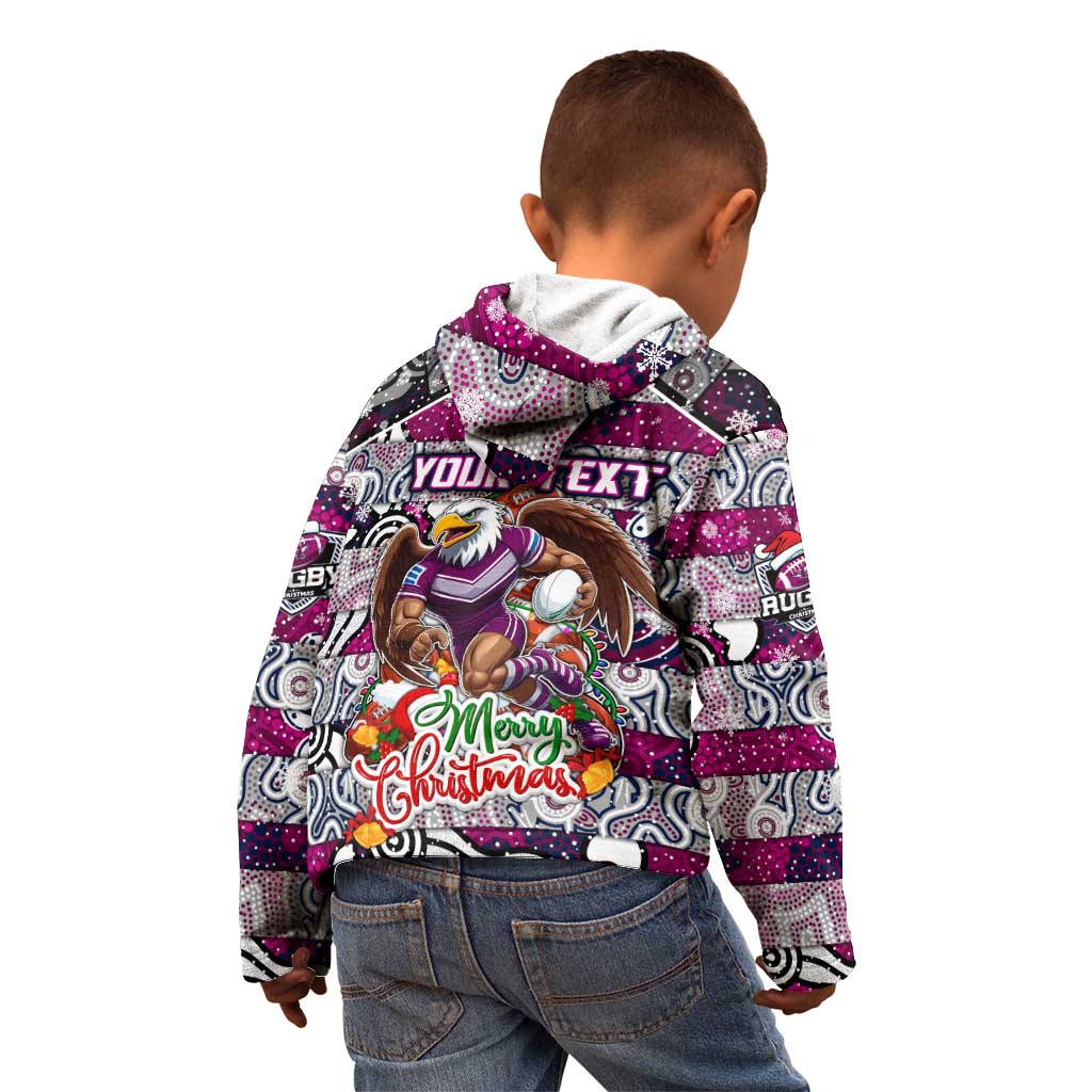 Custom Sea Eagles Rugby Merry Christmas Kid Hoodie Indigenous Australian Art