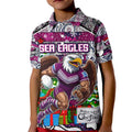 Custom Sea Eagles Rugby Merry Christmas Kid Polo Shirt Indigenous Australian Art