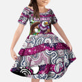 Custom Sea Eagles Rugby Merry Christmas Kid Short Sleeve Dress Indigenous Australian Art