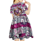 Custom Sea Eagles Rugby Merry Christmas Kid Short Sleeve Dress Indigenous Australian Art