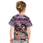 Custom Sea Eagles Rugby Merry Christmas Kid T Shirt Indigenous Australian Art