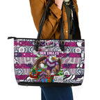 Sea Eagles Rugby Merry Christmas Leather Tote Bag Indigenous Australian Art