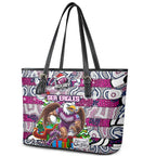 Sea Eagles Rugby Merry Christmas Leather Tote Bag Indigenous Australian Art