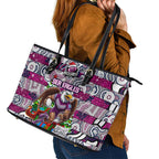 Sea Eagles Rugby Merry Christmas Leather Tote Bag Indigenous Australian Art