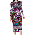 Custom Sea Eagles Rugby Merry Christmas Long Sleeve Bodycon Dress Indigenous Australian Art