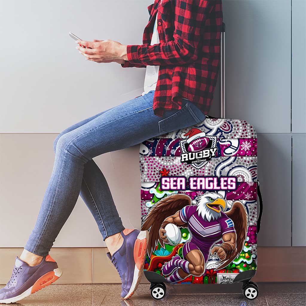 Sea Eagles Rugby Merry Christmas Luggage Cover Indigenous Australian Art