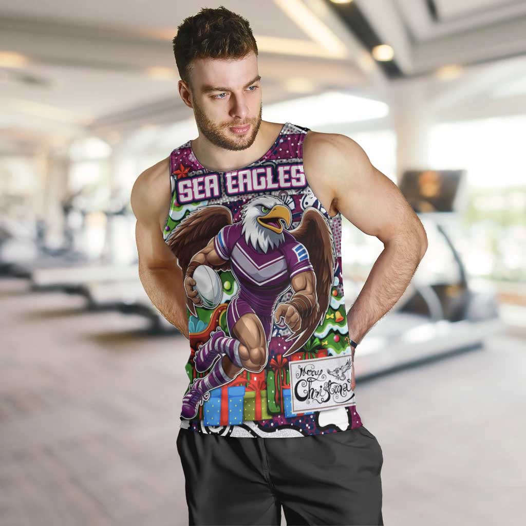 Custom Sea Eagles Rugby Merry Christmas Men Tank Top Indigenous Australian Art
