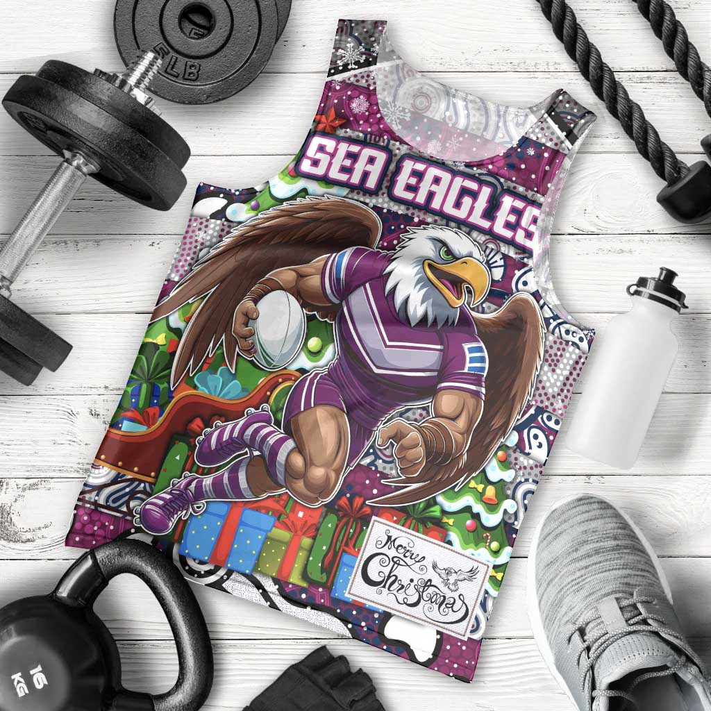 Custom Sea Eagles Rugby Merry Christmas Men Tank Top Indigenous Australian Art